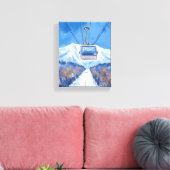 Ski Gondola Sneeuwberg Aquarel Canvas Afdruk (Insitu (Woonkamer))