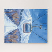 Ski Gondola Sneeuwberg Aquarel Legpuzzel (Horizontaal)