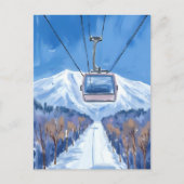 Ski Gondola Snow Mountain Watercolor Briefkaart (Voorkant)