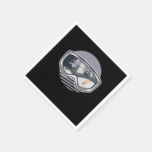 Ski Googles Lift Skier Skiing Winter Sports Gift Servet (Hoek)