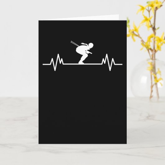 Ski Heartbeat Skiing Fun Winter Sports Slopes Gift Kaart (Gele Bloem)