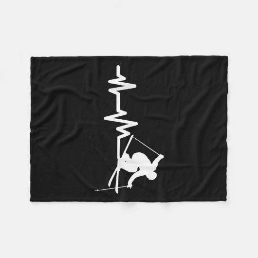 Ski Heartbeat Skiing Skier Fleece Deken (Voorkant (Horizontaal))