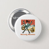 Ski Heavenly Mountain Retro hemelse berg Ronde Button 5,7 Cm (Voorkant /achterkant)