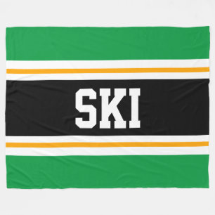 SKI Helder Groen Zwart Geel Wit Racing Stripes Fleece Deken