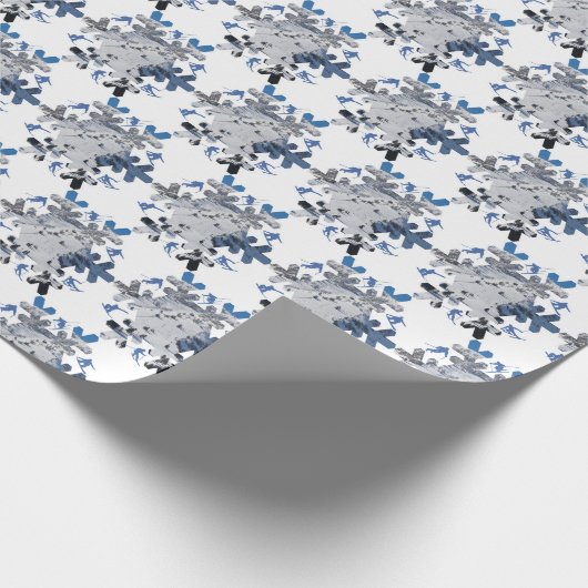 Ski Helling Sneeuwvlok Cadeaupapier (Hoek)