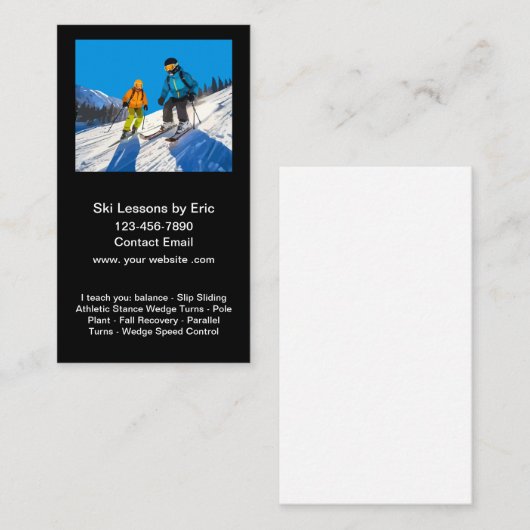 ski-hellingsinstructeur visitekaartje (Voorkant / Achterkant)