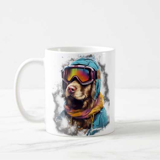 Ski hond in ski bril 2 koffiemok (Links)