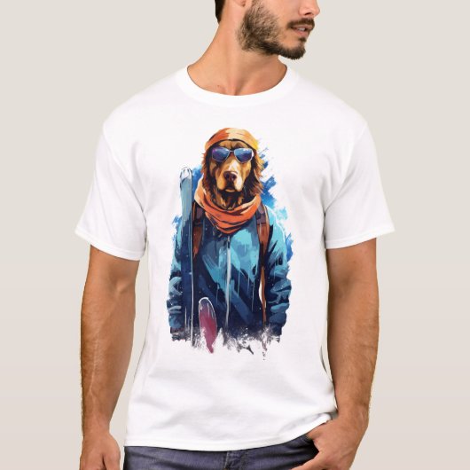 Ski Hond in Ski Bril 5 T-shirt (Voorkant)