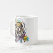 Ski hond in ski bril 6 koffiemok (Voorkant links)