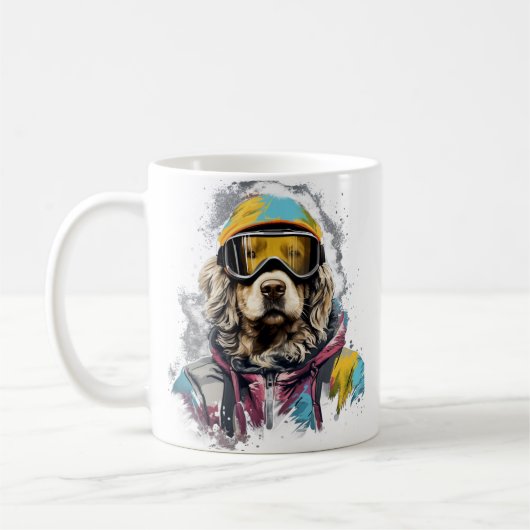 Ski hond in ski bril 6 koffiemok (Links)