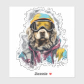 Ski hond in ski bril 6 sticker (Vel)
