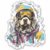 Ski hond in ski bril 6 sticker (Voorkant)