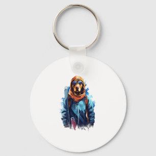 Ski hond in ski brillen 5 sleutelhanger