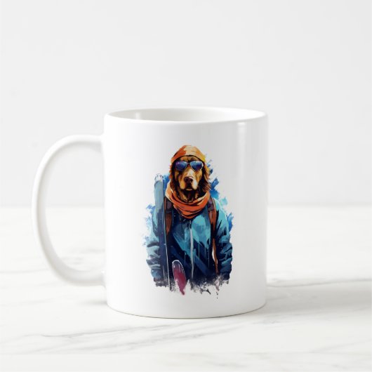 Ski-hond in skibril 5 koffiemok (Links)