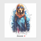 Ski-hond in skibril  5 sticker (Vel)