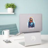 Ski-hond in skibril  5 sticker (Laptop op bureau)