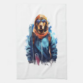Ski-hond in skibril 5 theedoek (Verticaal)
