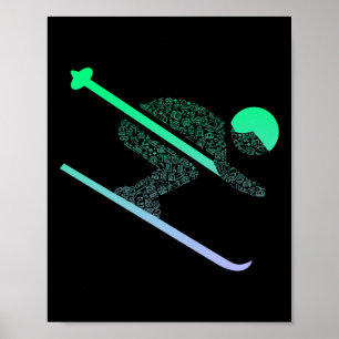 Ski-icoon voor skiërs ski-meisjes skien  poster