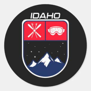 Ski Idaho Berg Skiën Trail Skiler Bril Paal Ronde Sticker