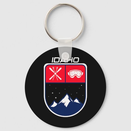 Ski Idaho Mountain Skiing Trail Skier Goggle Pool Sleutelhanger (Voorkant)