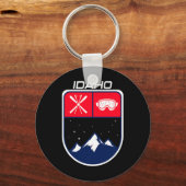 Ski Idaho Mountain Skiing Trail Skier Goggle Pool Sleutelhanger (Voorkant)