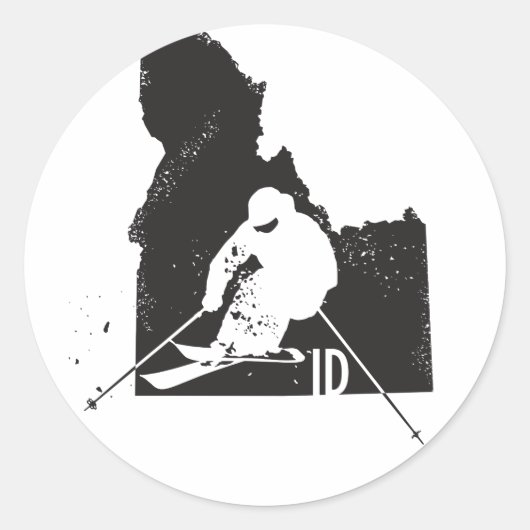 Ski Idaho Ronde Sticker (Voorkant)