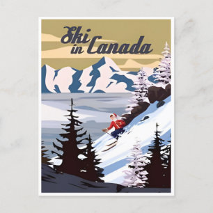 Ski in Canada  toeristische illustratie Briefkaart