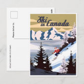 Ski in Canada  toeristische illustratie Briefkaart (Voorkant / Achterkant)