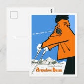 Ski in Colorado, vrouw in rood jasje, Briefkaart (Voorkant / Achterkant)