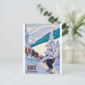Ski in Frankrijk, wintervakantie, oldtimers Briefkaart (Staand voorkant)
