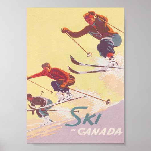 Ski in het Canadese  Retro Ski-Poster Poster (Voorkant)