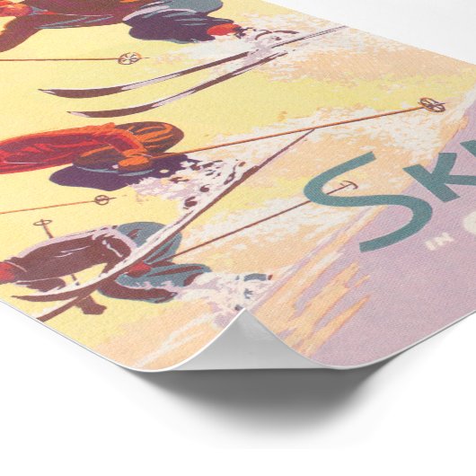 Ski in het Canadese  Retro Ski-Poster Poster (Hoek)