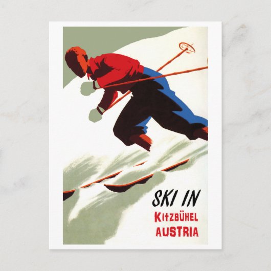 Ski in Kitzbuhel, Oostenrijk Briefkaart (Voorkant)