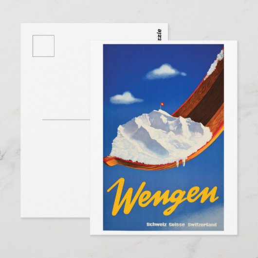 Ski in Wengen, Zwitserland Briefkaart (Voorkant / Achterkant)