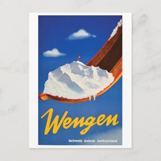 Ski in Wengen, Zwitserland Briefkaart (Voorkant)