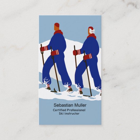 Ski Instructor Business Card Template Visitekaartje (Voorkant)