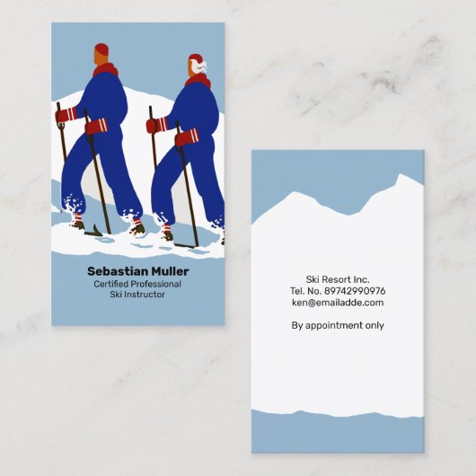 Ski Instructor Business Card Template Visitekaartje (Voorkant / Achterkant)
