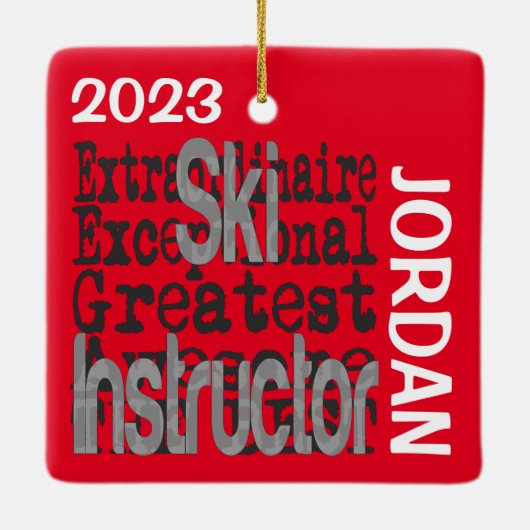 Ski Instructor Extraordinaire CUSTOM Keramisch Ornament (Achterkant)