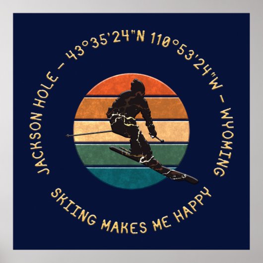 Ski Jackson Hole, Wyoming - Man skiër, gele tekst Poster (Voorkant)