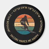 Ski Jackson Hole, Wyoming - Man skiër op zwart Magneet (Voorkant)