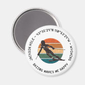 Ski Jackson Hole, Wyoming - Vrouw skiër op wit Magneet (Voorkant / Achterkant)