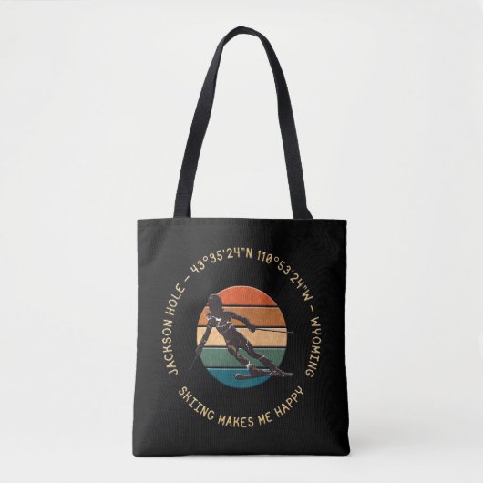 Ski Jackson Hole, Wyoming - Vrouw skiër op zwart Tote Bag (Voorkant)