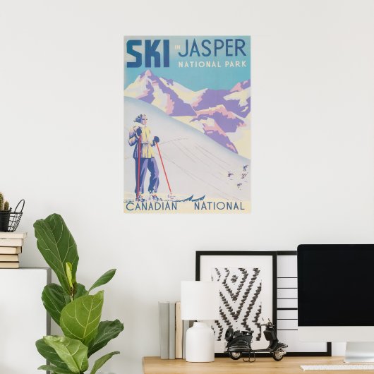 Ski Jasper Canada Retro  Ski Poster (Thuiskantoor)