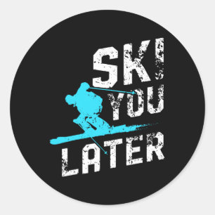 Ski je later skiën snowboarden leuke skiër grappig ronde sticker