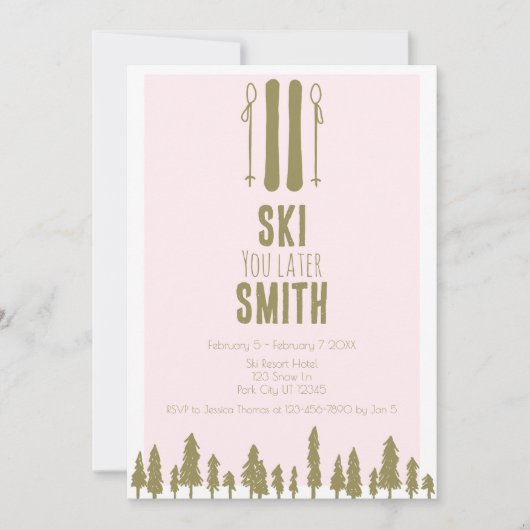 Ski je later Winter Bachelorette Party Kaart (Voorkant)