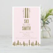 Ski je later Winter Bachelorette Party Kaart (Staand voorkant)