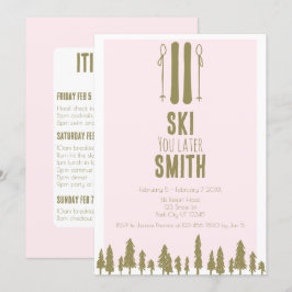 Ski je later Winter Bachelorette Party Kaart