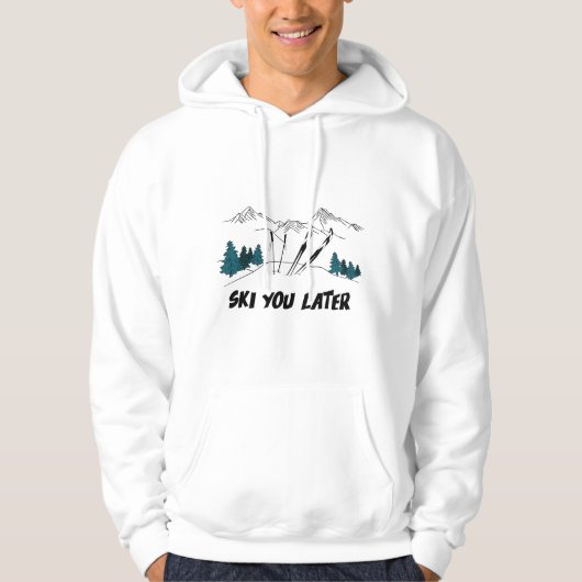 Ski jij later Ski Resort Winter Scene Hoodie (Voorkant)