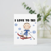 Ski - Jongen T-shirts en cadeautjes Briefkaart (Staand voorkant)