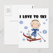 Ski - Jongen T-shirts en cadeautjes Briefkaart (Voorkant / Achterkant)